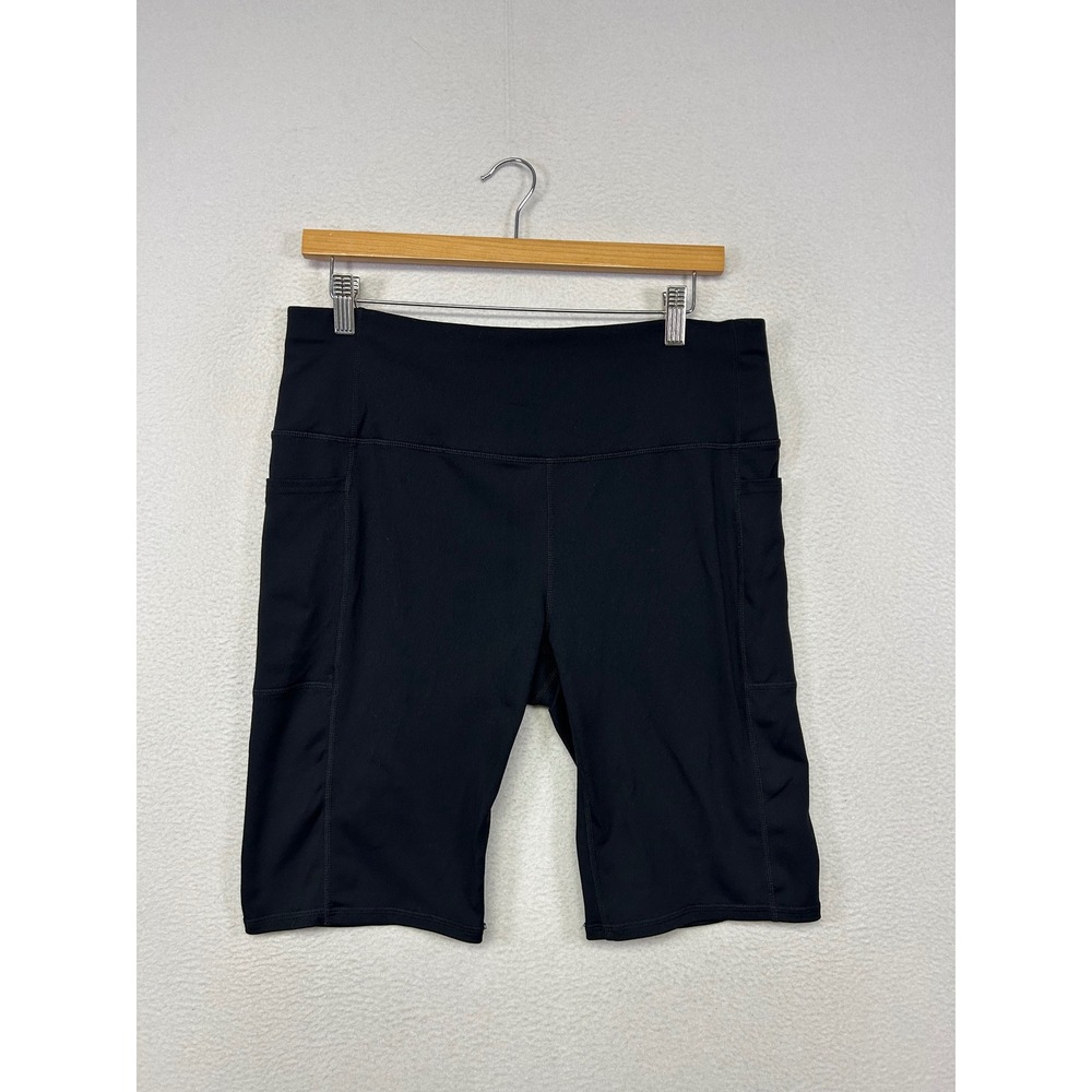 Athletic Skechers Women XL Black High Waisted Pockets Biker Shorts